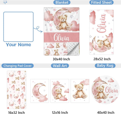 Pink Bear Crib Bedding Set