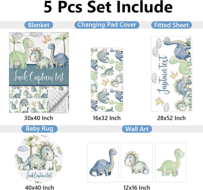 Dino Green Crib Bedding Set