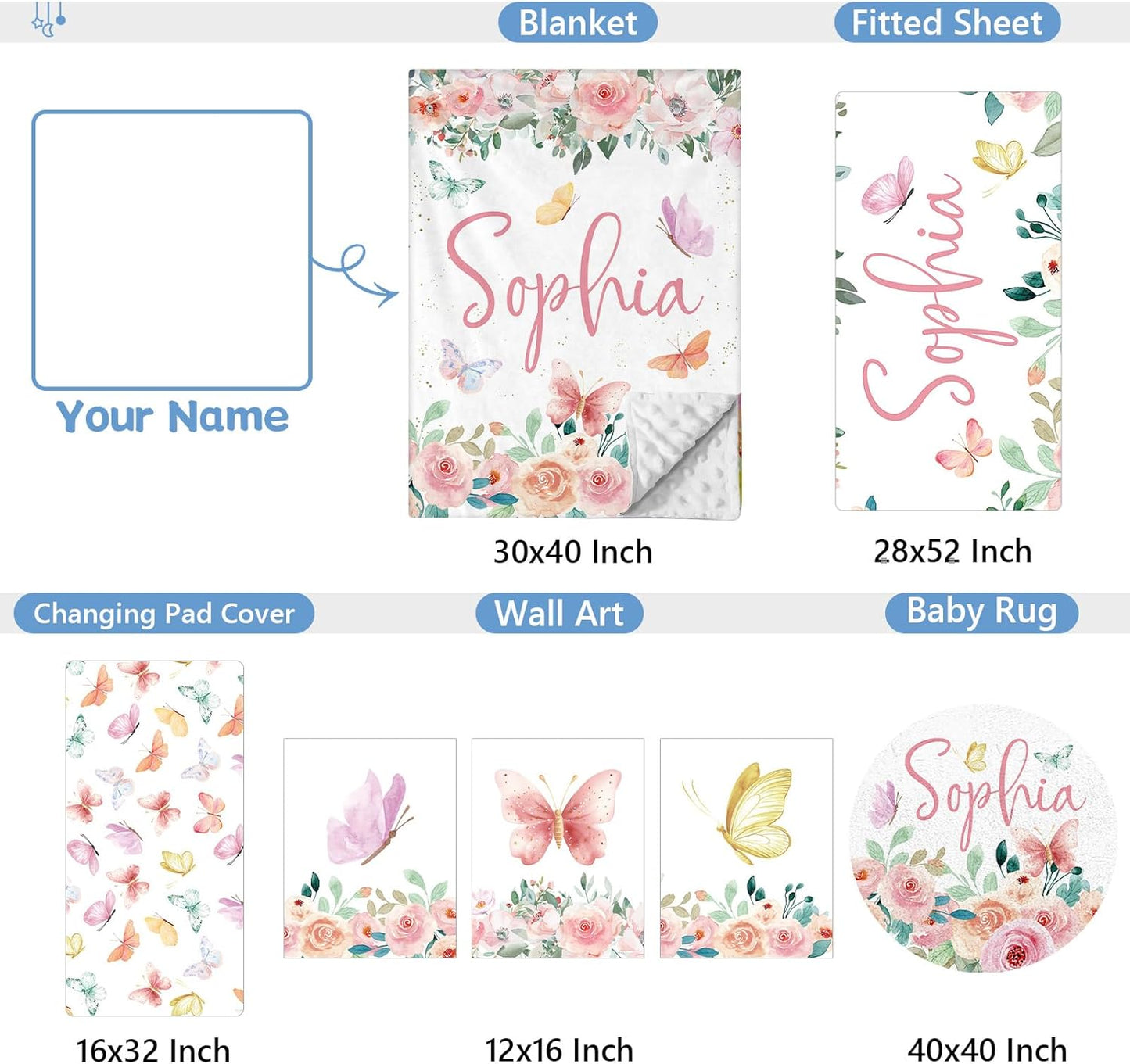 Butterfly Pink Crib Bedding Set