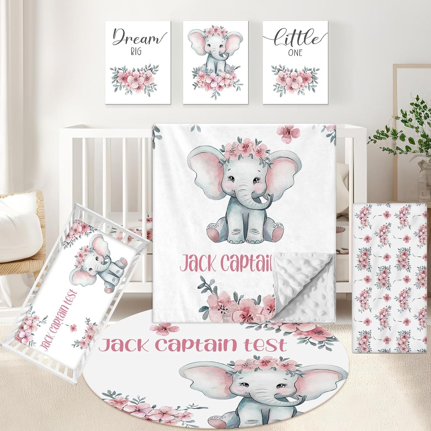 Elephant Floral Crib Bedding Set