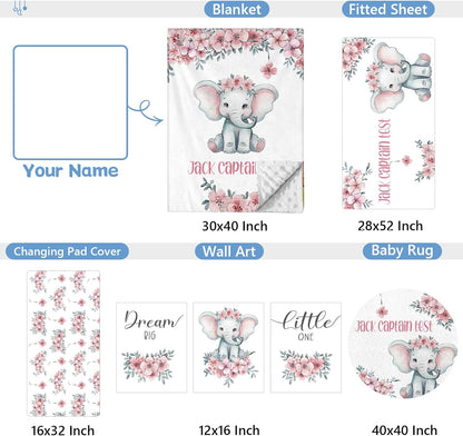 Elephant Floral Crib Bedding Set
