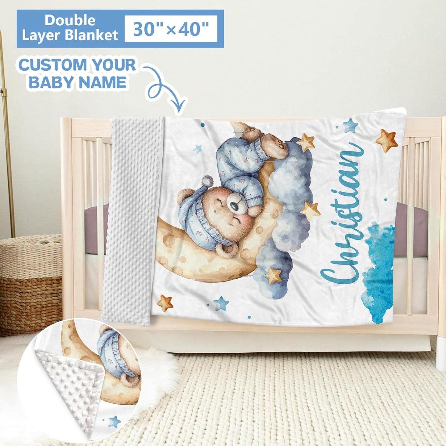 Bear Blue Crib Bedding Set