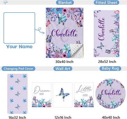 Butterfly Purple Crib Bedding Set