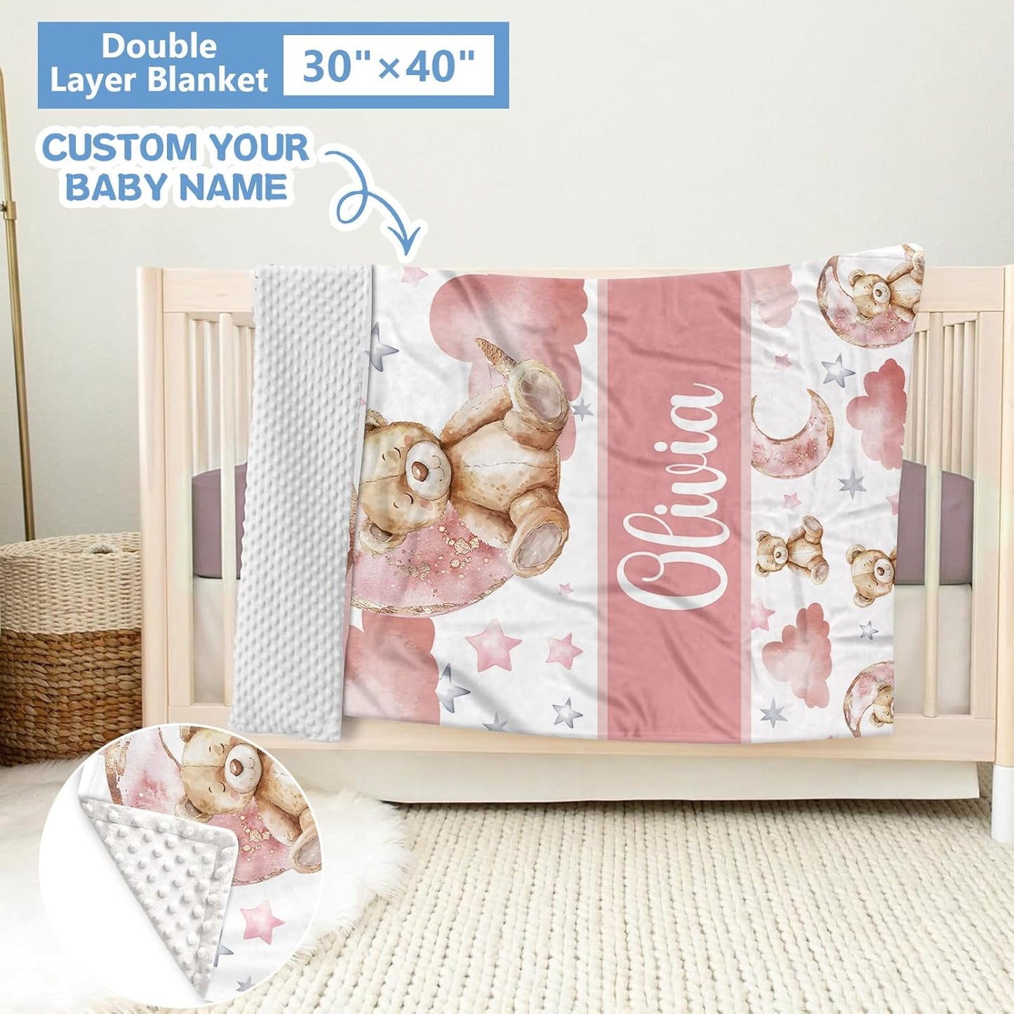 Pink Bear Crib Bedding Set