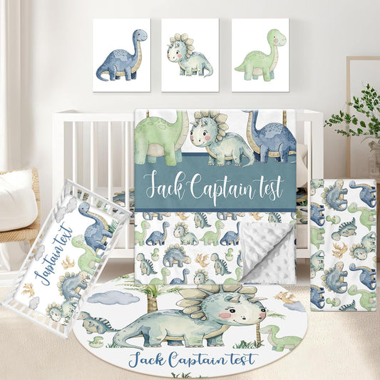 Dino Green Crib Bedding Set