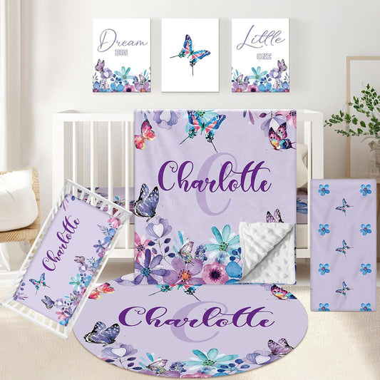 Butterfly Purple Crib Bedding Set