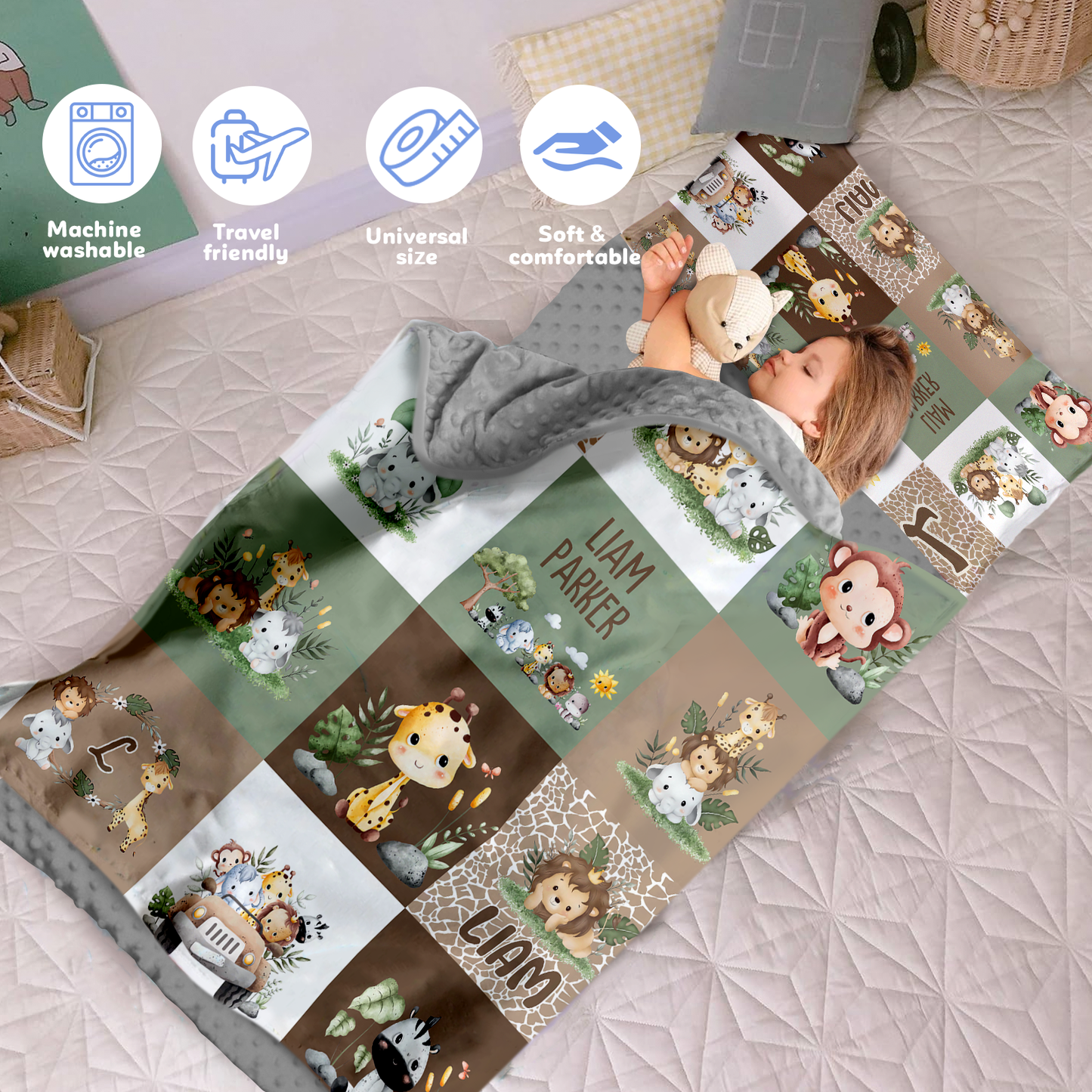 Personalized Nap Mat Zoo Edition