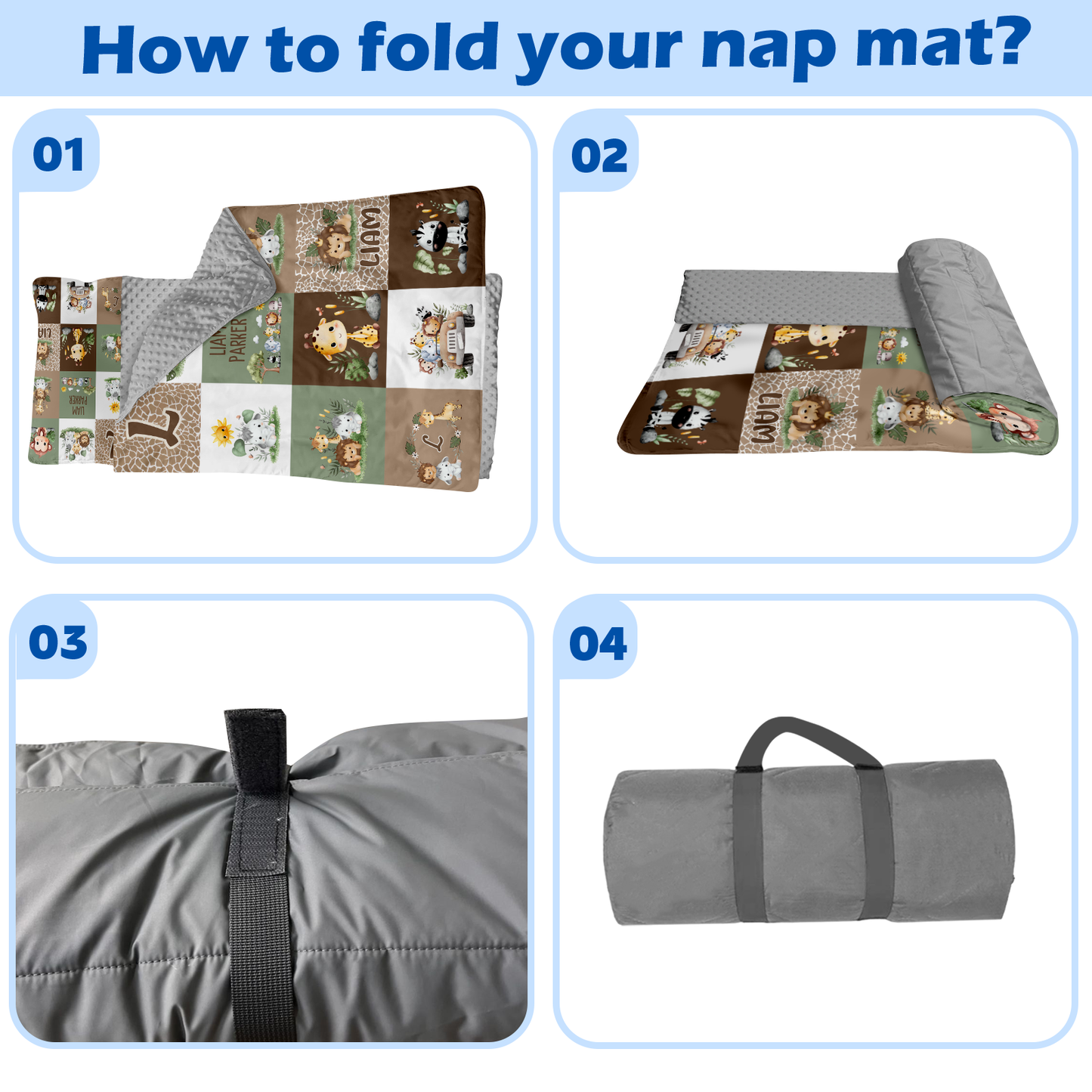 Personalized Nap Mat Zoo Edition