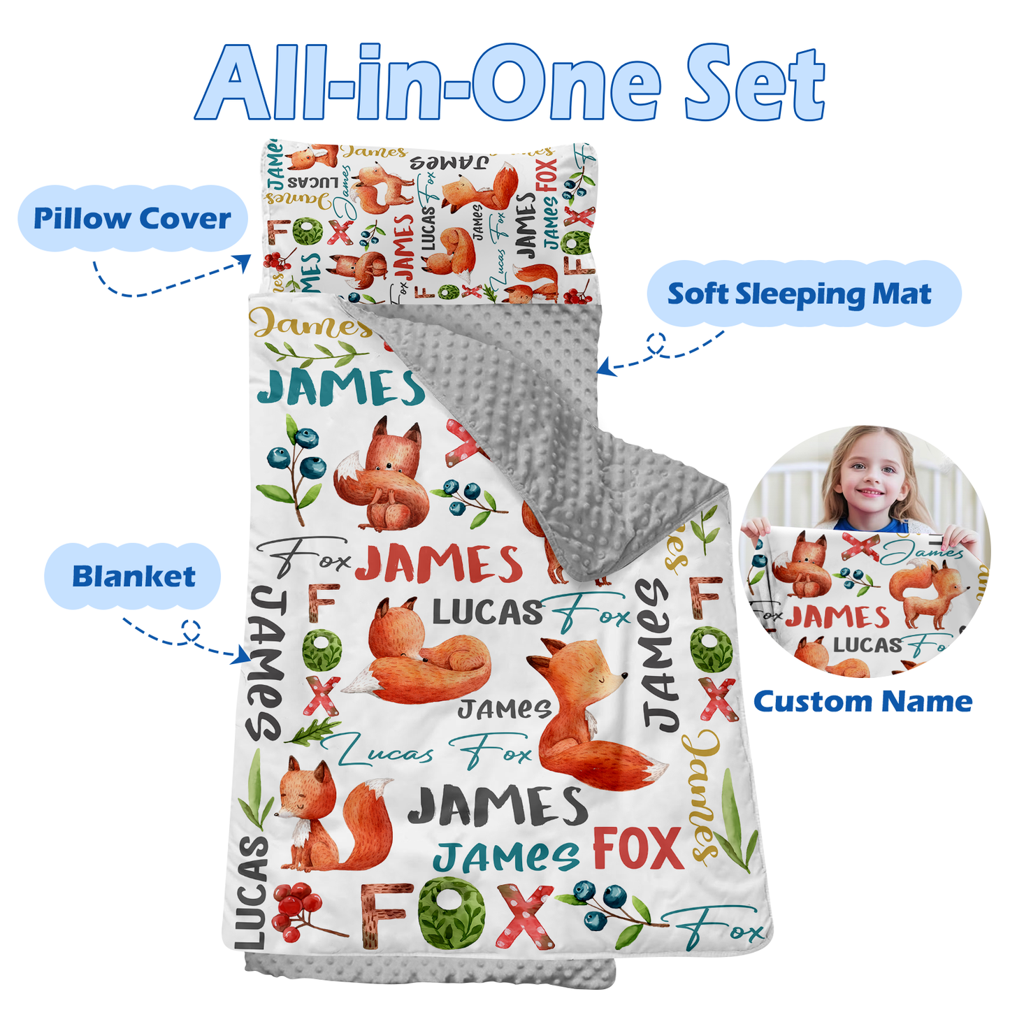 Personalized Nap Mat Woodland Animals 04 Edition