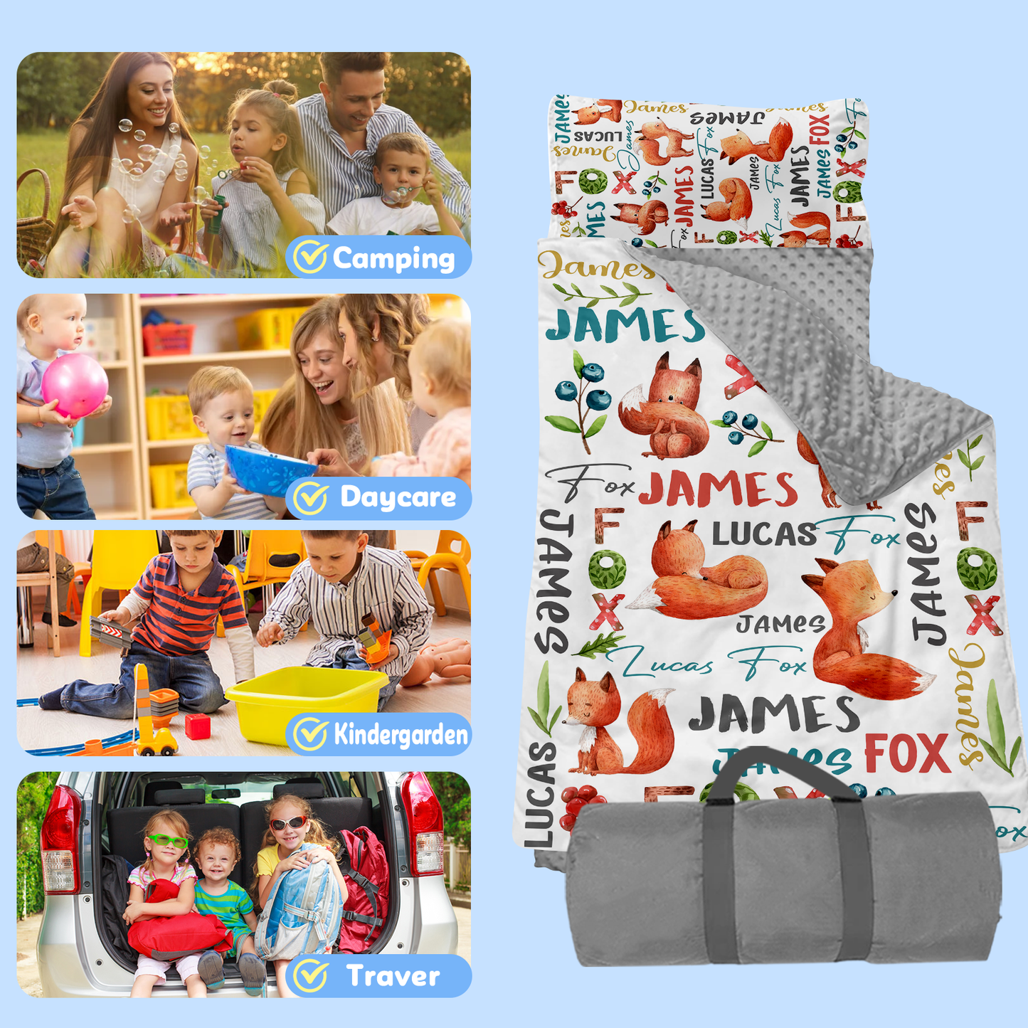 Personalized Nap Mat Woodland Animals 04 Edition